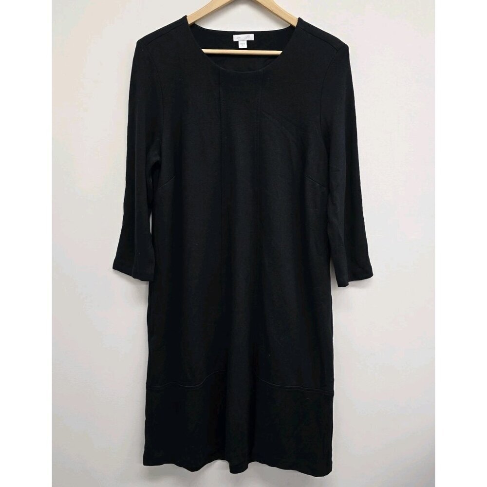 J Jill Ponte Shift Dress Size L Comfort Stretch 3/4 Sleeve Casual Office Pockets